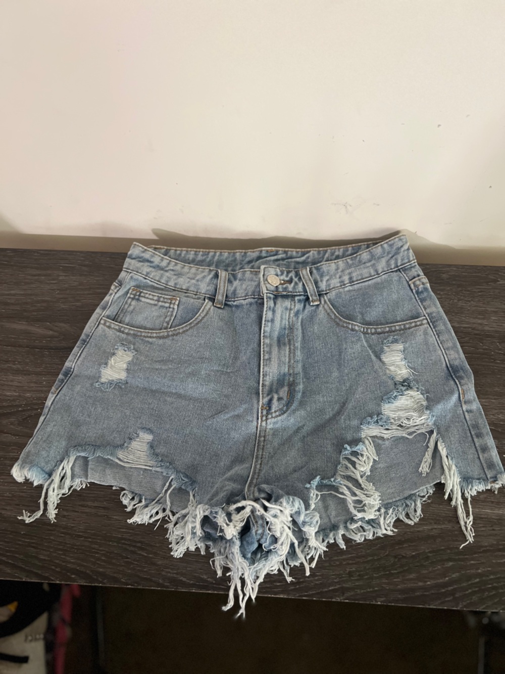 SHEIN High Waist Distressed Denim Shorts